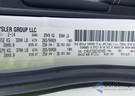 2014 Jeep Grand Cherokee Overland из США, поврежденный, VIN 1C4RJFCG2EC437455